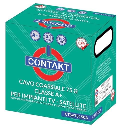 [CTSAT5150A] CAVO ANTENNA COASSIALE CONTAKT 75 OHM IN CLASSE A+ DA 5,1 MM ROLL BOX 150MT