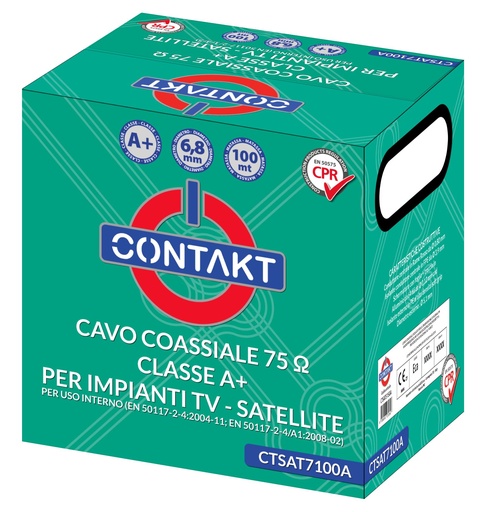 [CTSAT7100A] CAVO ANTENNA COASSIALE CONTAKT 75 OHM IN CLASSE A+ DA 6,8 MM  ROLL BOX 100MT