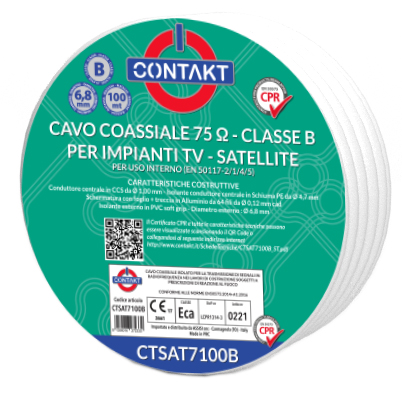 [CTSAT7100B] CAVO ANTENNA COASSIALE CONTAKT 75 OHM IN CLASSE B DA 6,8 MM  100MT