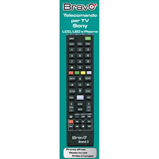 [BRAND3] TELECOMANDO TV BRAVO MODELLO BRAND DEDICATO PER SONY 