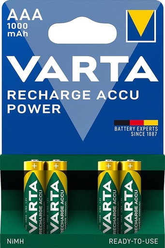 [5703301404] PILE VARTA RICARICABILE MINISTILO AAA 1.2V 1000MAH NI-MH BL. 4 5703301404