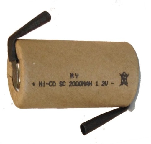 [HZ007] BATTERIA RICARICABILE SUB-C 1.2V 2000MAH NI-CD TERMINALI A SALDARE