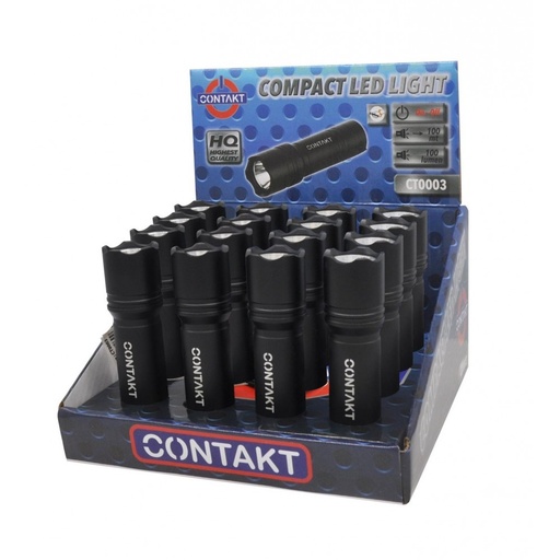 [CT0003] TORCIA CONTAKT LED COMPACT LIGHT MINISTILO AAA  3W 120LM ESPOSITORE PZ. 16