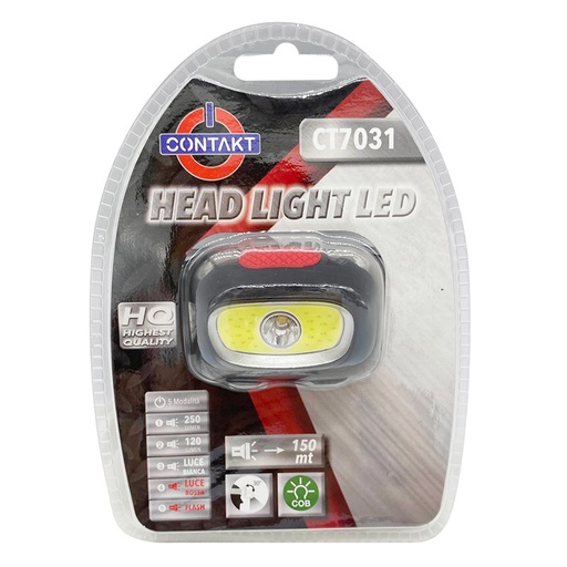[CT7031] TORCIA CONTAKT LED LAMPADA DA TESTA MINISTILO AAA 3W COB 3W 250LMN 5 FUNZ. BL.1