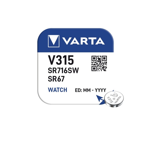 [V315] PILE VARTA PER OROLOGIO SILVER OXIDE BL. 1 V315/SR716SW