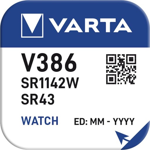 [V386] PILE VARTA PER OROLOGIO SILVER OXIDE BL. 1 V386-V301/SR1121SW