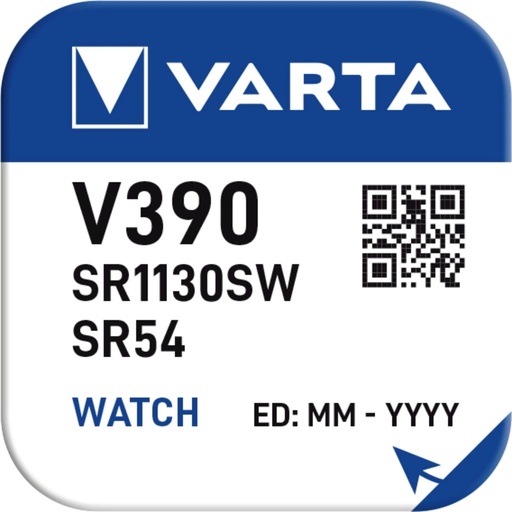 [V390] PILE VARTA PER OROLOGIO SILVER OXIDE BL. 1 V389-V390/SR1130SW