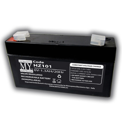 [HZ101] BATTERIA MATSUYAMA RICARICABILE AL PIOMBO  6V 1.3AH FASTON 4.8MM  L98XP24XH52