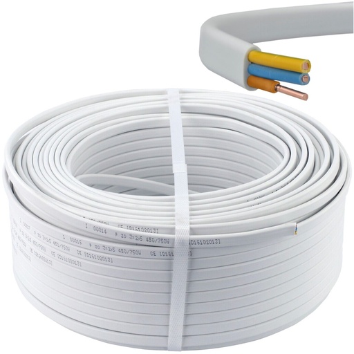 [PICS02050BI] CAVO ELETTRICO PIATTINA COSTA STRETTA 2X 0.50 BIANCO 100 MT. IMQ