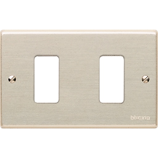 [BTI5032] PLACCA BTICINO A 2 MODULI CON VITI  IN ALLUMINIO ANODIZZATO SERIE BTICINO MAGIC 