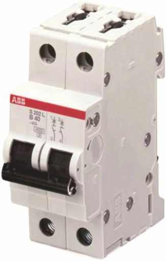 [S598484] INTERRUTTORE ABB MAGNETOTERMICO AUTOMATICO 4500KA 2P + 2 MODULI - S202L 16A 