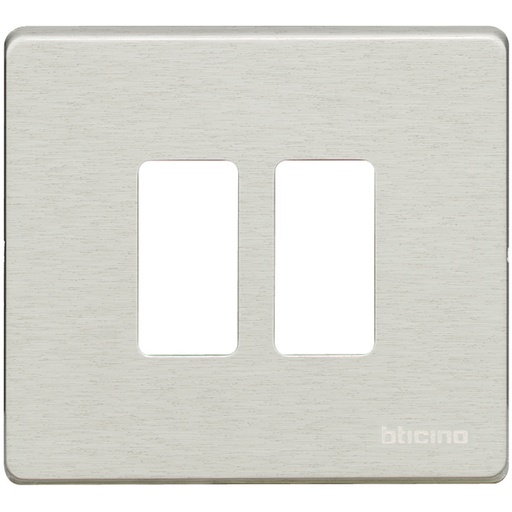 [BTI5002X] PLACCA BTICINO A 2 MODULI PER SCATOLA ROTONDA IN ALLUMINIO OXIDAL  SERIE  BTICINO MAGIC 