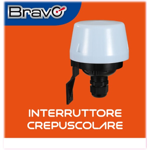 [BRINTERCREP] SENSORE CREPUSCOLARE BRAVO MODELLO INTERRUTTORE CREPUSCOLARE SI COLLEGA QUANDO LA LUCE AMBIENTE SCENDE