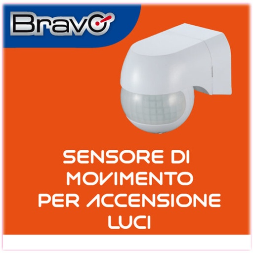 [BRSENSORLUCI] SENSORE DI MOVIMENTO BRAVO MODELLO SENSORE DI MOVIMENTO PER ACCENSIONI LUCI AD INFRAROSSI 