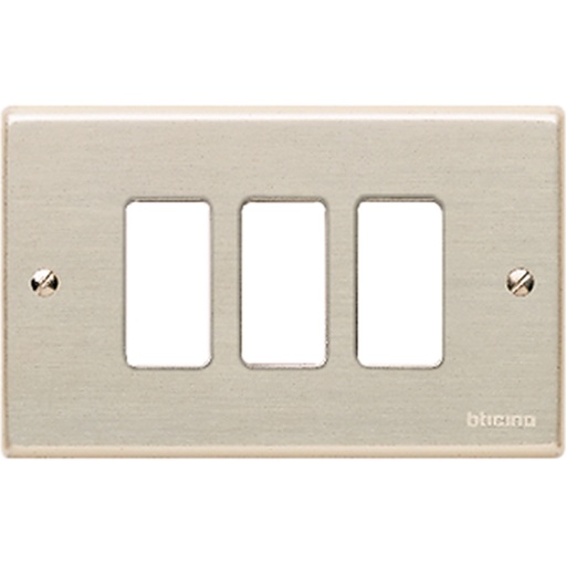 [BTI5033] PLACCA BTICINO 3 MODULI CON VITI IN ALLUMINIO ANODIZZATO SERIE  BTICINO MAGIC 
