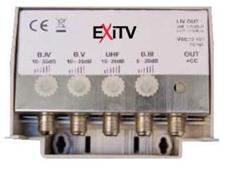 [60160012] MINI CENTRALINO DA PALO (VHF 20 DB UHF 35DB 2 USCITE) EXITV
