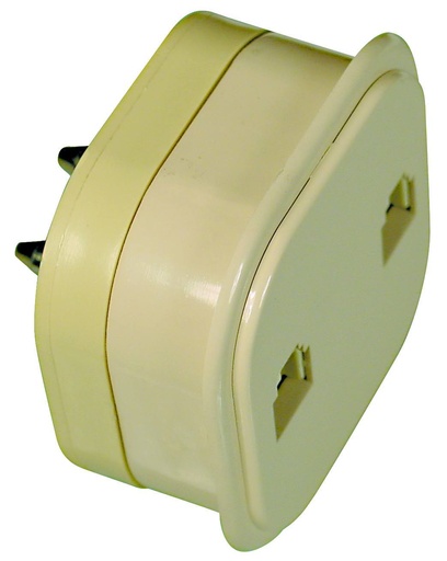 [E10140] SPINA TELEFONICA  TRIPOLARE + 2 PRESE MOD. 6/4 EMIKO