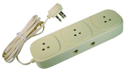 [E10370] PRESA TRIPLA + 2 PRESE MOD.6/4 + MT.2 CAVO LINEARE 4C + SPINA TRIPOLARE EMIKO