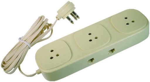 [E10380] PRESA TRIPLA + 2 PRESE MOD.6/4 + MT.2 CAVO LINEARE 4C+  SPINA MODULARE  EMIKO