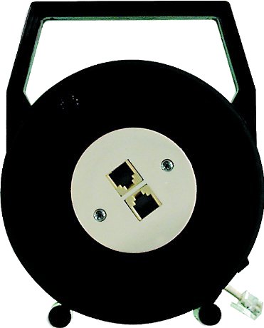 [E10710] AVVOLGICAVO TELEFONICO MT.10 SPINA MODULARE + 2 PRESE MODULARI  EMIKO