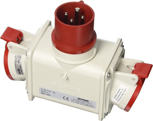 [E40450] ADATTATORE DA SPINA  3P+ T16A  230V A N.2  EMIKO