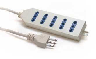 [GE026200] MULTIPRESA 5 POSIZIONI  10/16A +T CON CAVO BIANCA POLYBAG  STAR