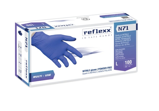 [N71L] GUANTI IN NITRILE IPOALLERGENICI SENZA POLVERE N71 LARGE REFLEXX PZ 100