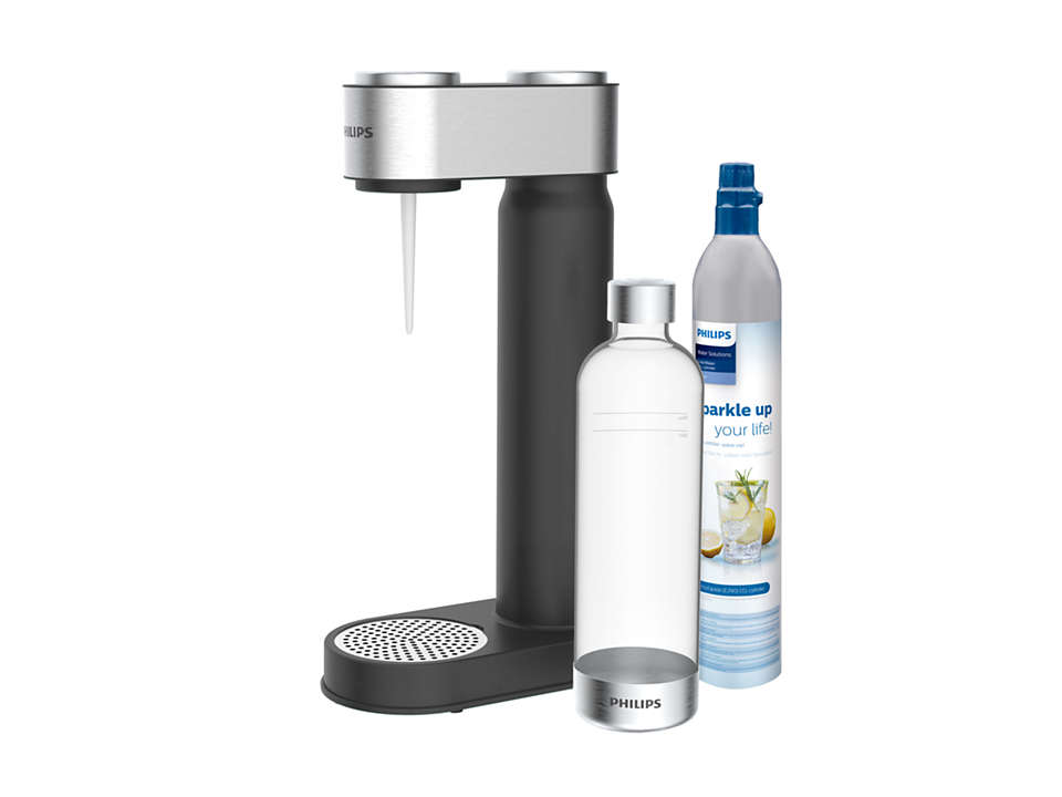 KIT SODA GASATORE NERO C/BOTTIGLIA E BOMBOLA 425GR  PHILIPS WS