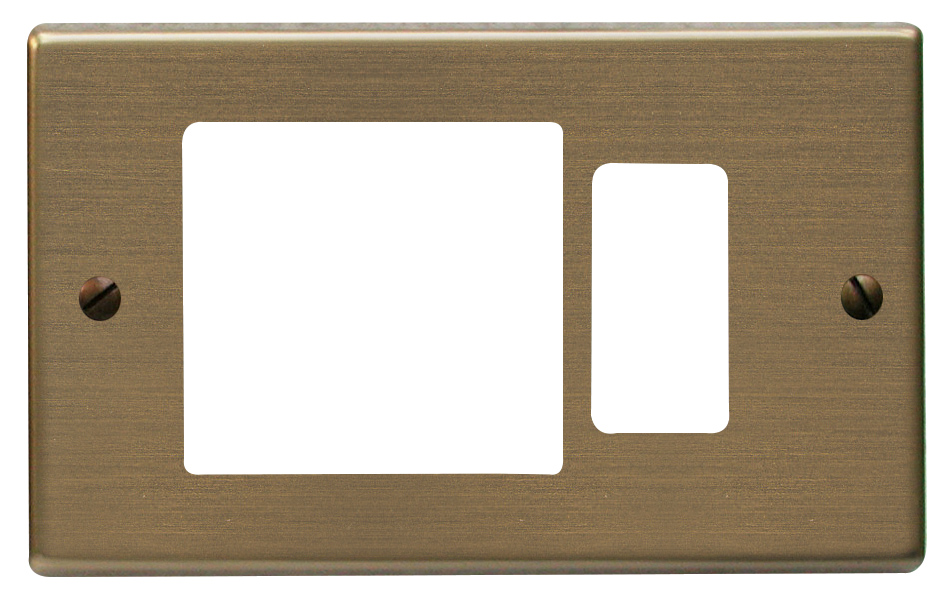 PLACCA FAEG ALLUMINIO ANODIZZATO BRONZO PER PRESA SCHUKO DECENTRATA  1 POSTO