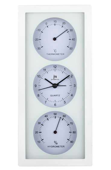 OROLOGIO PARETE QUARZO MDF TERMO-IGRO 12X26CM BIANCO LOWELL