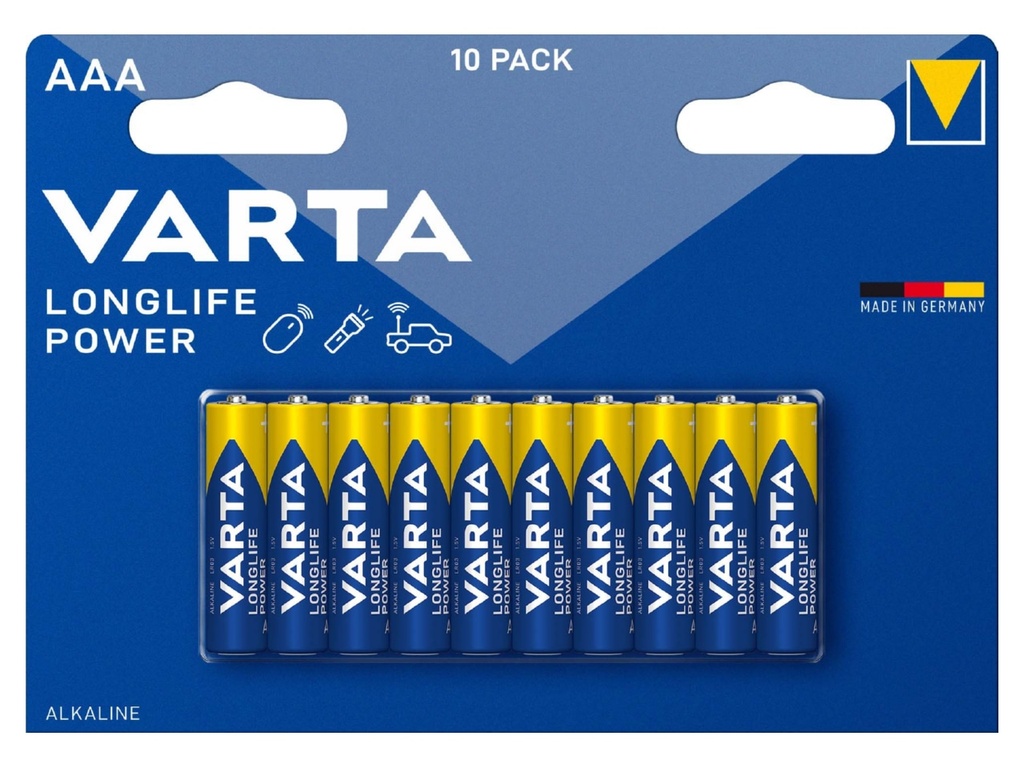 PILE VARTA ALKALINE LONGLIFE POWER MINISTILO AAA BL.10