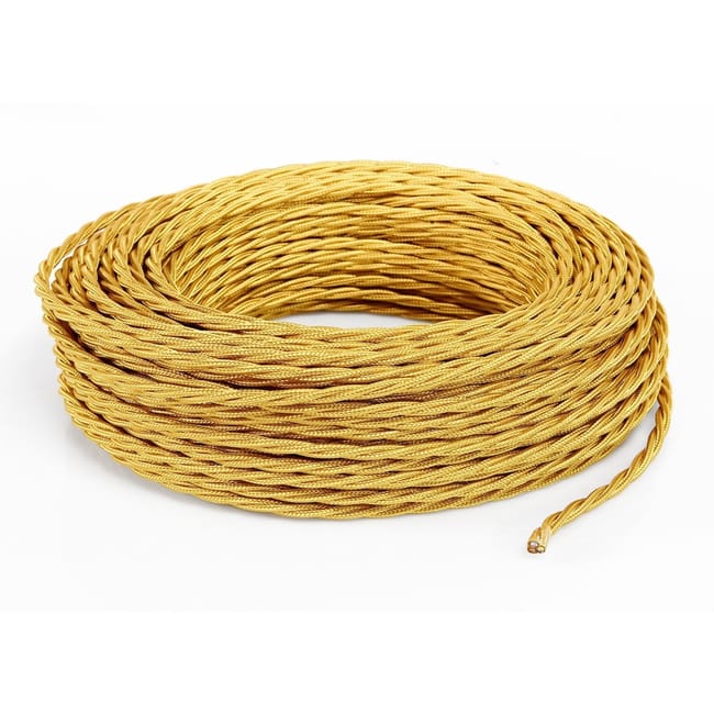 CAVO ELETTRICO TRECCIOLA 2X0.75 TESUTO NOCE630ORO  50MT. IMQ