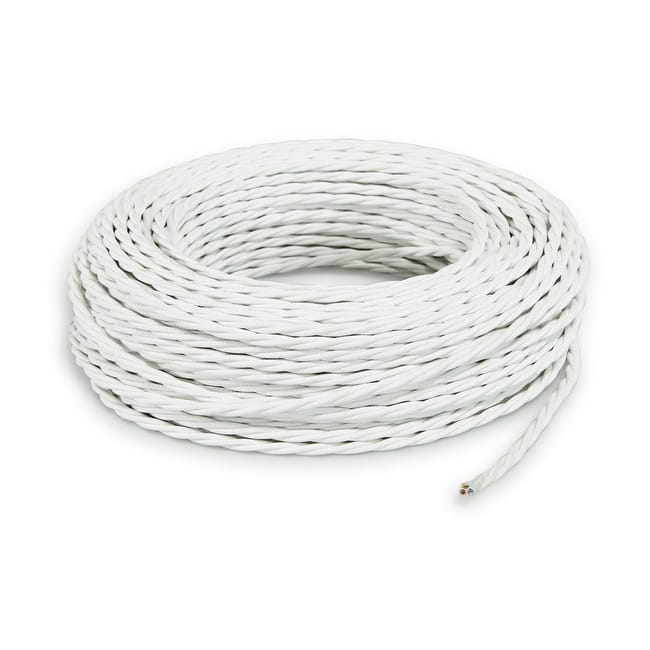 CAVO ELETTRICO TRECCIOLA 3X1 TESSUTO BIANCO OTTICO 50MT. IMQ