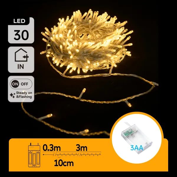CATENA LUMINOSA  3AA CON LUCI LUCE CALDA 3M IP20 INTERNO