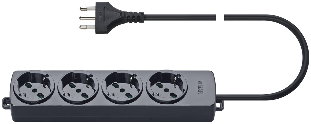 PRESA MULTIPLA 4 UNIVERSALE+CAVO NERO
