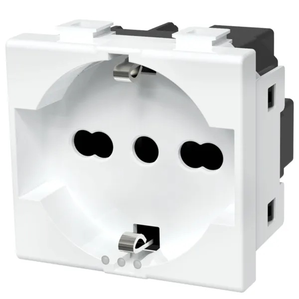 FRUTTO CONTAKT  PRESA SCHUKO 16A + TERRA CENTRALE DA INCASSO 10/16A 250V TIPO VIMAR PLANA 