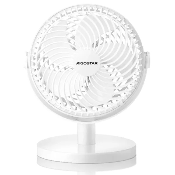 Ventilatore da tavolo 6 pollici, 5 pale, 2 velocità, senza batteria, bianco
