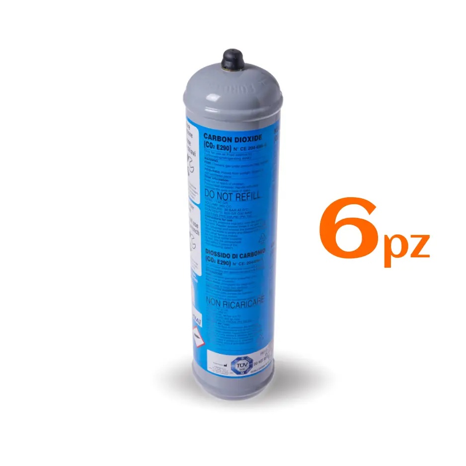 BOMBOLA DI CO2 ALIMENTARE ACCIAIO 600GR.MONOUSO