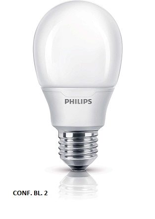 LAMPADA RISPARMIO ENERGIA PHILIPS SOFTONE 230V 25W E27 366290 6500K BLISTER 2 PZ.