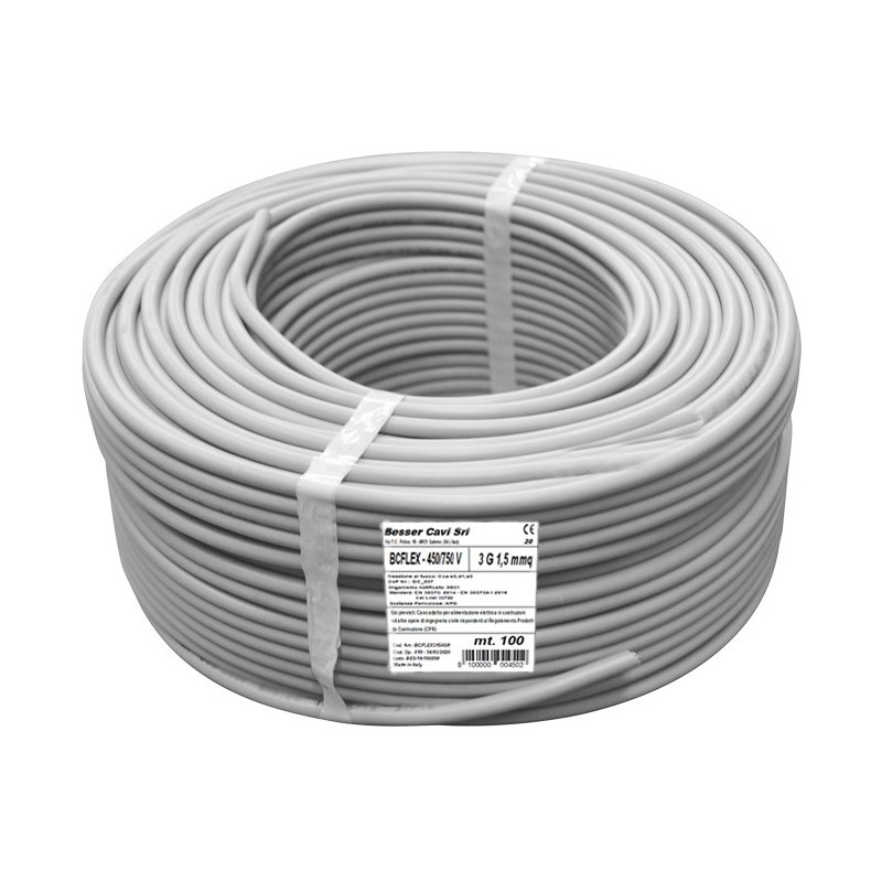 CAVO ELETTRICO BC FLEX 450/750 V 5X1.5 GRIGIO 100MT. IMQ
