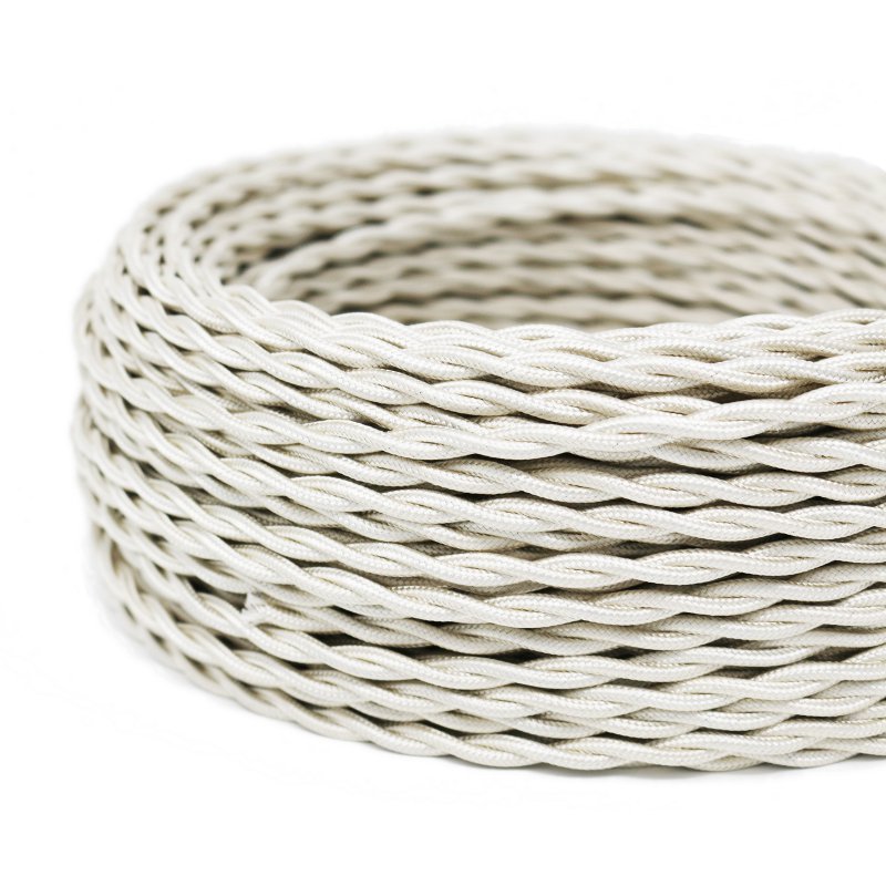 CAVO ELETTRICO TRECCIOLA 3X1 TESSUTO AVORIO 50MT. IMQ