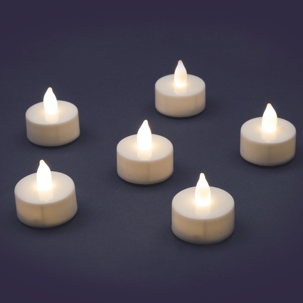 SET 6 TEA LIGHT FIAMMA 1 LED CLASSIC EFFETTO FIAMMA A BATTERIA INTERNO Ø3,5XH3M