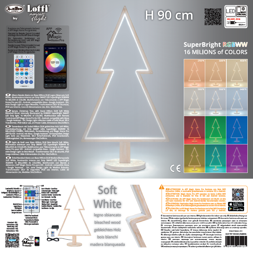 ALBERO NATALE ABETE C/BASE H90 SMART LED