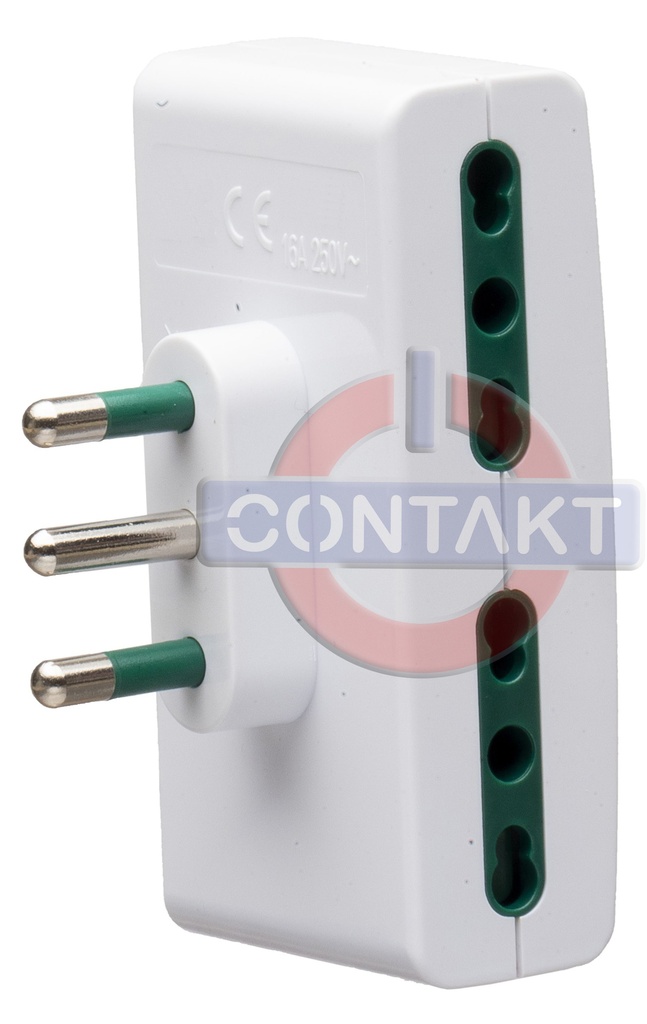 ADATTATORE CIVILE CONTAKT SPINA 2P+T 16A S17 4 USCITE BIPRESA 2P+T 16A 4S17/11 BIANCO
