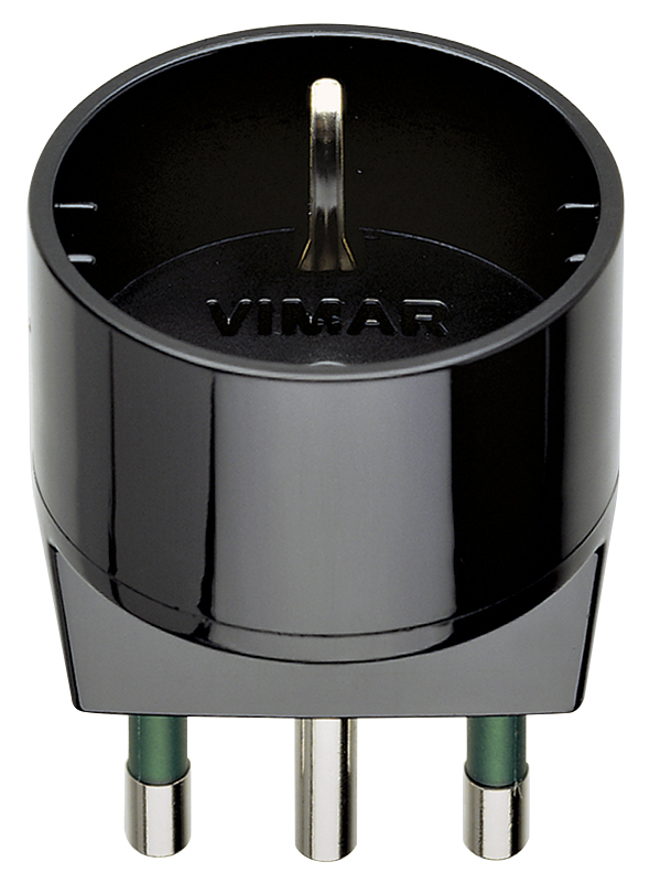 ADATTATORE CIVILE VIMAR SPINA 2P+T 10A S17 PRESA 2P+T 16A P30 SCHUKO NERO