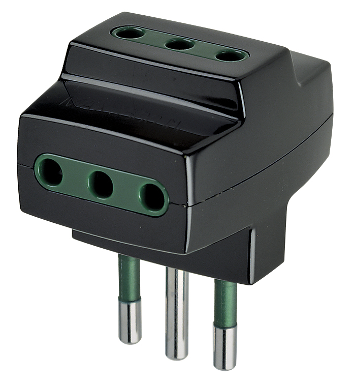 ADATTATORE CIVILE VIMAR MULTIPLO SPINA 2P+T 10A S11 3 PRESE 2P+T  P11 250V NERO