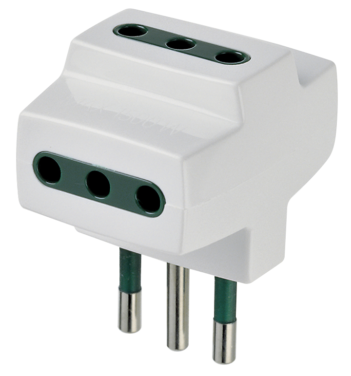 ADATTATORE CIVILE VIMAR MULTIPLO SPINA 2P+T 10A S11  3 PRESE 2P+T  P11 250V BIANCO