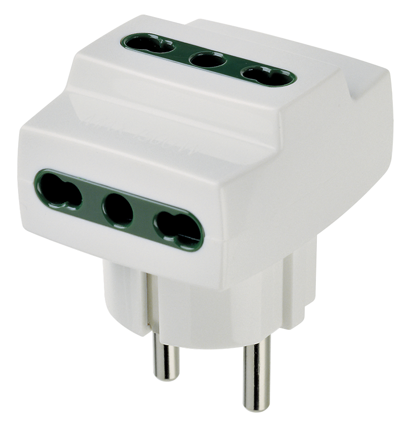 ADATTATORE CIVILE VIMAR 1 SPINA SCHUKO S31 3 BIPRESE 2P+T P17-P11 250V  BIANCO