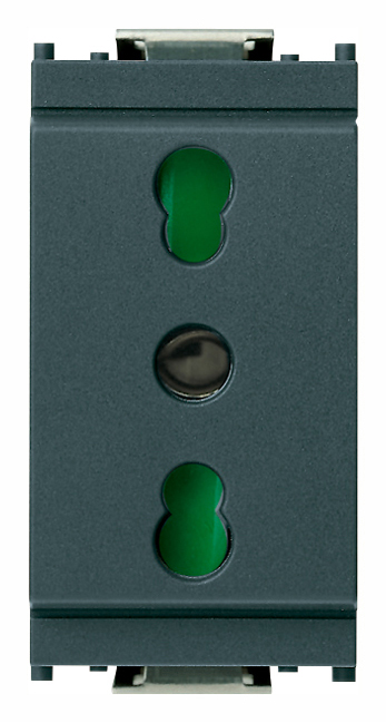 FRUTTO VIMAR PRESA BIVALENTE 10/16A DA INCASSO 10/16A 250V SERIE IDEA GRIGIO