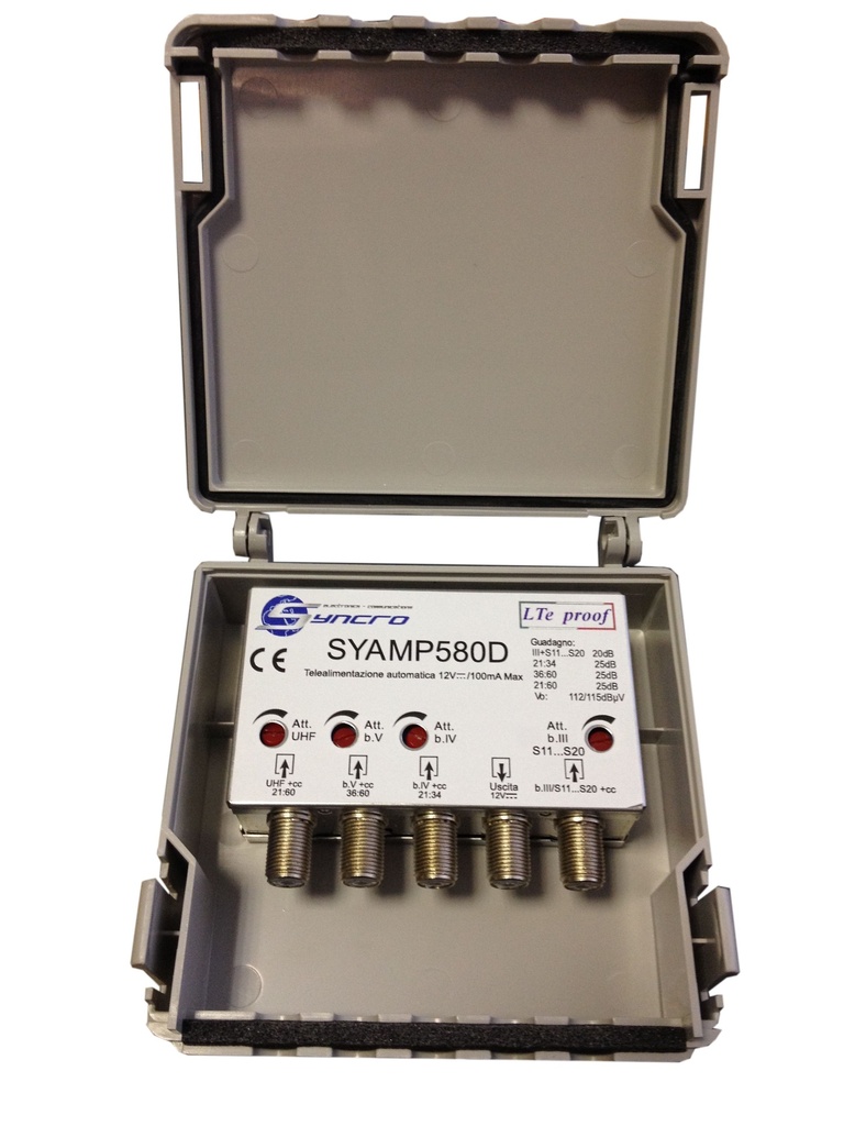 AMPLIFICATORE PALO 4 INGR. III-IV-V U 25DB 116/119DBUV SYNCRO